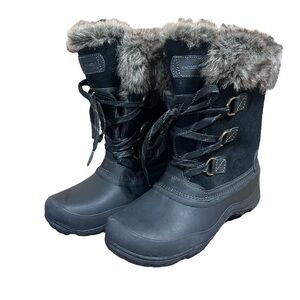 Khombu Slope Winter Boots Women's Ladies Size 11 Waterproof Suede Faux Fur Black